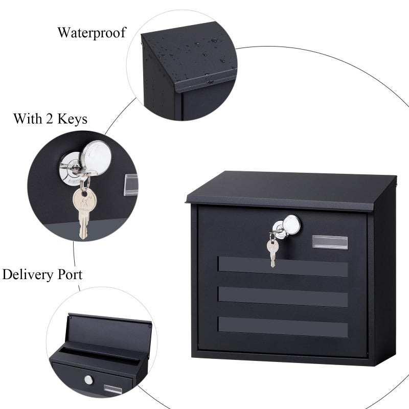 Jssmst Locking Mailbox Wall Mounted Vertical- Jssmst mailboxes with Key Lock Large Capacity, Key Lock Drop Box Large Capacity with Galvanized Cover and Rust-Proof Metal, 13 x 11.8 x 4.1 Inch SM-HPB918 - Image 5